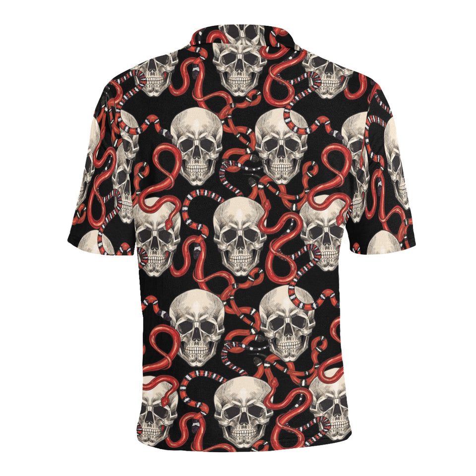 Red snake skull pattern Men's All Over Print Polo Shirt