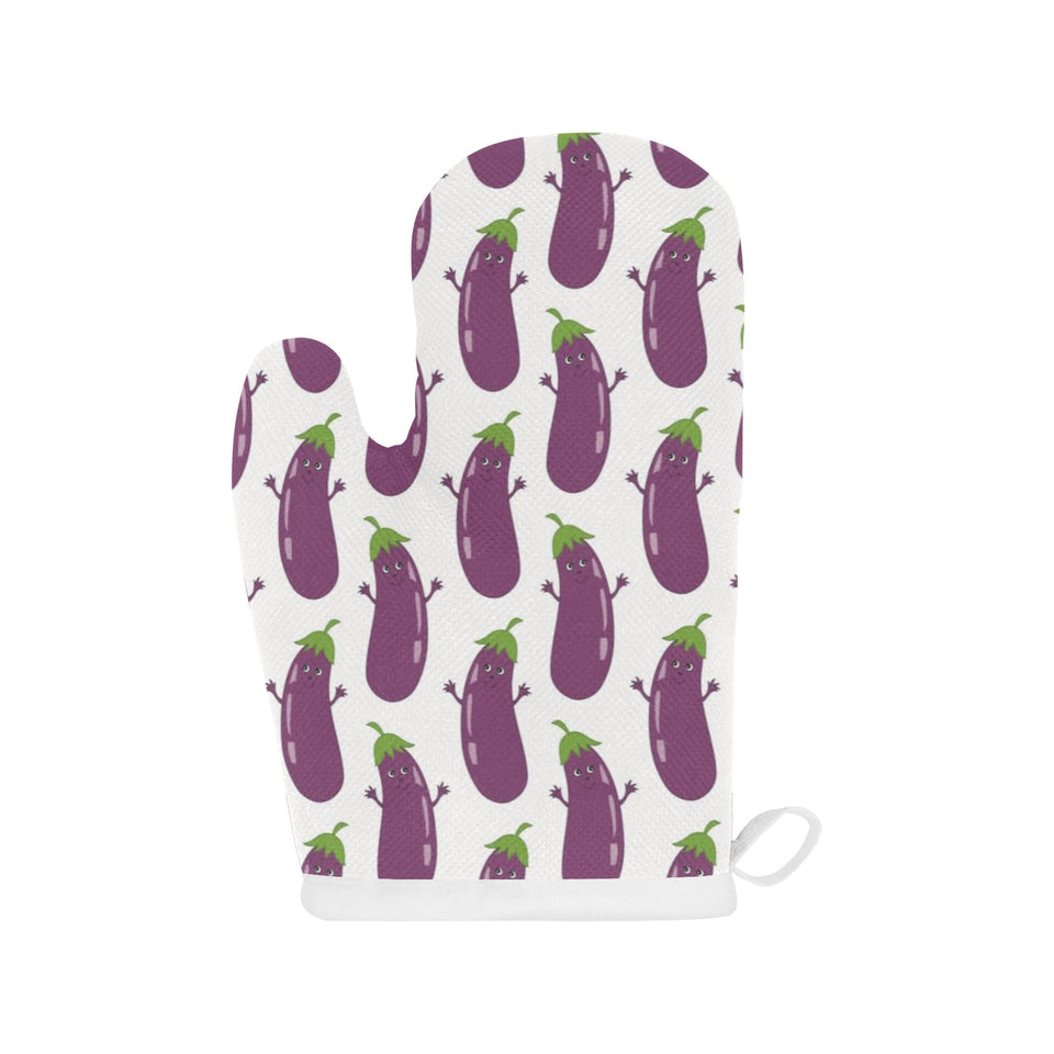 Eggplant Pattern Print Design 01 Heat Resistant Oven Mitts