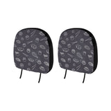 sushi pattern black background Car Headrest Cover