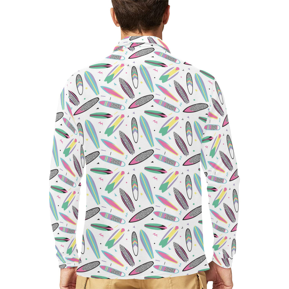 Surfboard Pattern Print Design 04 Men's Long Sleeve Polo Shirt