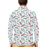 Surfboard Pattern Print Design 04 Men's Long Sleeve Polo Shirt