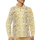 Rose Pattern Print Design 05 Men's Long Sleeve Polo Shirt