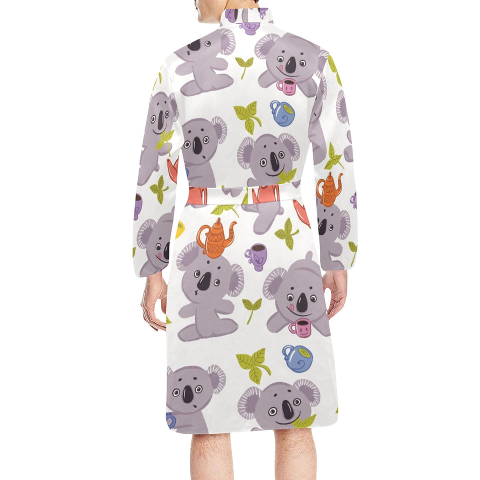Cute koalas teapots tea Men's Long Sleeve Belted Night Robe