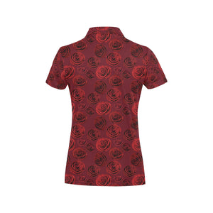 Rose Pattern Print Design 03 Women's All Over Print Polo Shirt