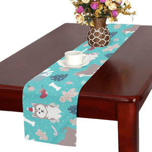 Christmas cute siberian husky puppie pattern Table Runner