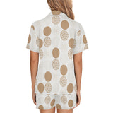 Gold Texture mushroom pattern Women's V-Neck Short Pajama Set