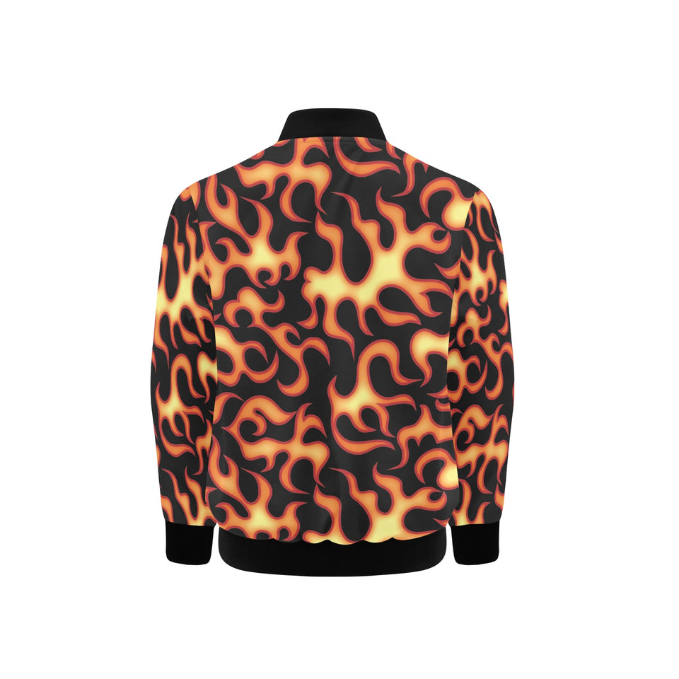 Fire flame dark pattern Kids' Boys' Girls' Bomber Jacket