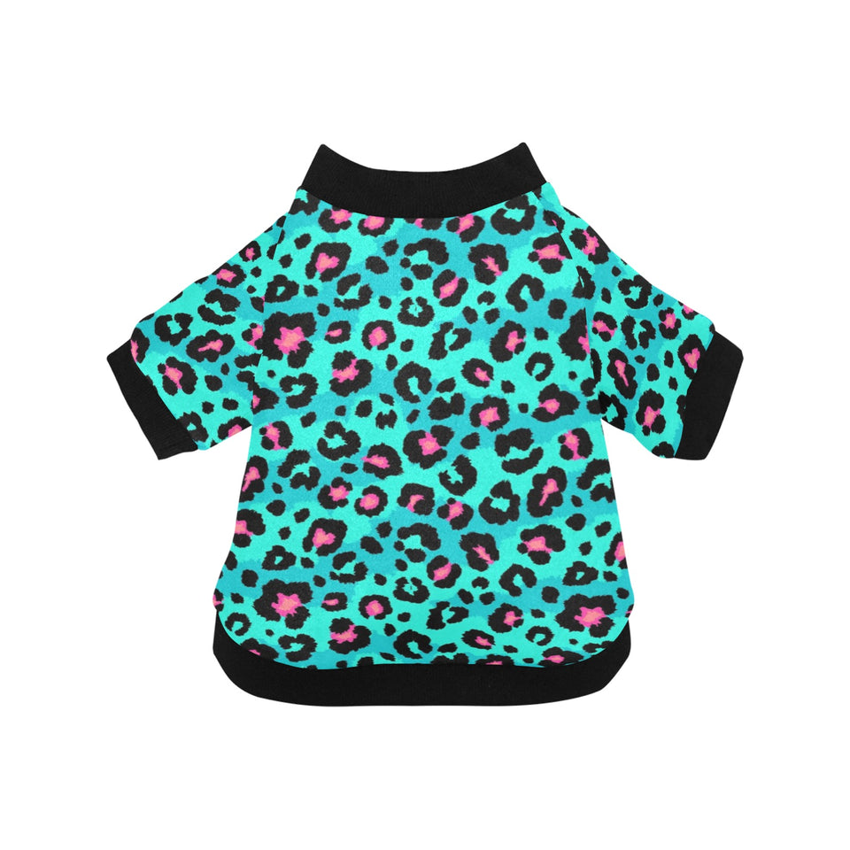 Green leopard skin print pattern All Over Print Pet Dog Round Neck Fuzzy Shirt