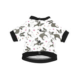 Boston terrier dog hearts vector pattern All Over Print Pet Dog Round Neck Fuzzy Shirt