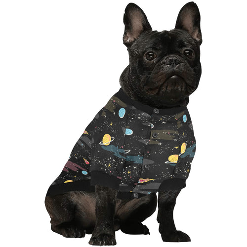 space pattern All Over Print Pet Dog Round Neck Fuzzy Shirt