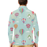 Hot Air Balloon design Pattern Men's Long Sleeve Polo Shirt