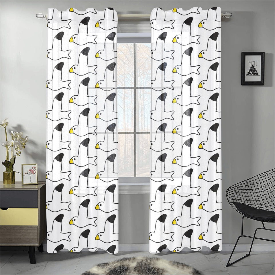 Seagull Pattern Print Design 05 Gauze Curtain