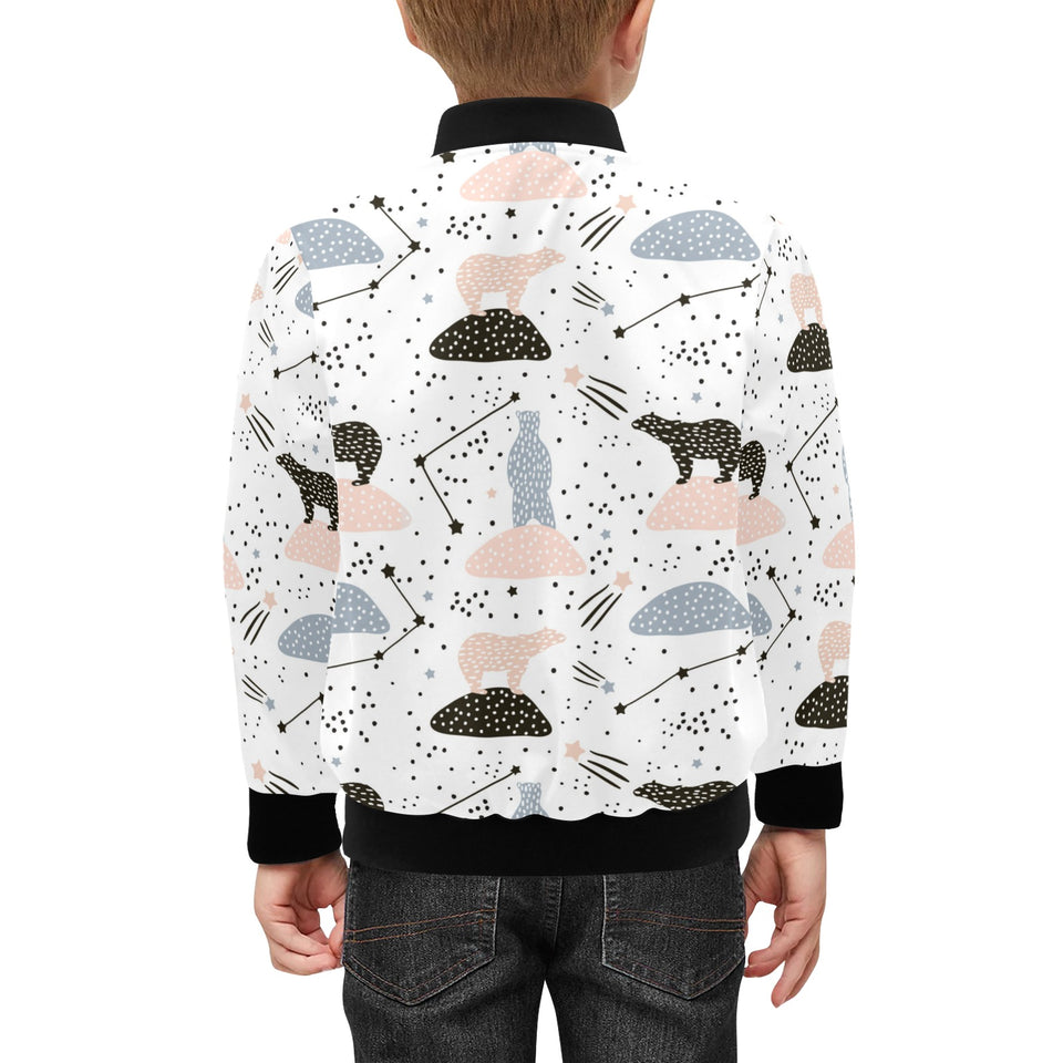 Polar bears star poka dot pattern Kids' Boys' Girls' Bomber Jacket