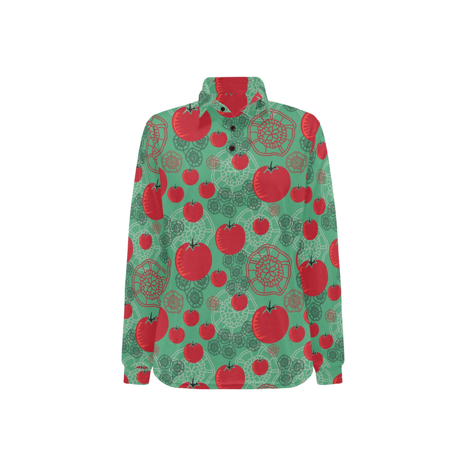 Tomato design pattern Women's Long Sleeve Polo Shirt