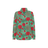 Tomato design pattern Women's Long Sleeve Polo Shirt