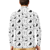 Crows floral wreath rabbit pattern Men's Long Sleeve Polo Shirt