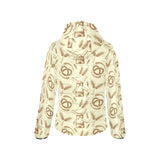 Windmill Wheat pattern Women's Padded Hooded Jacket