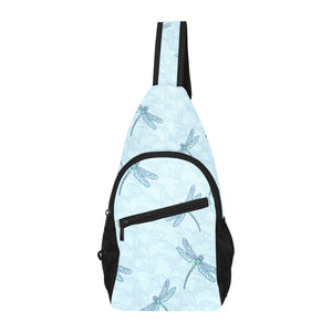 Dragonfly pattern blue background All Over Print Chest Bag