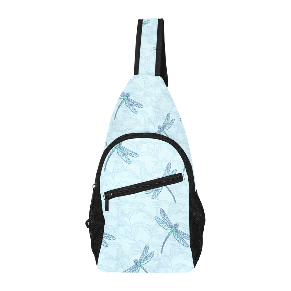 Dragonfly pattern blue background All Over Print Chest Bag