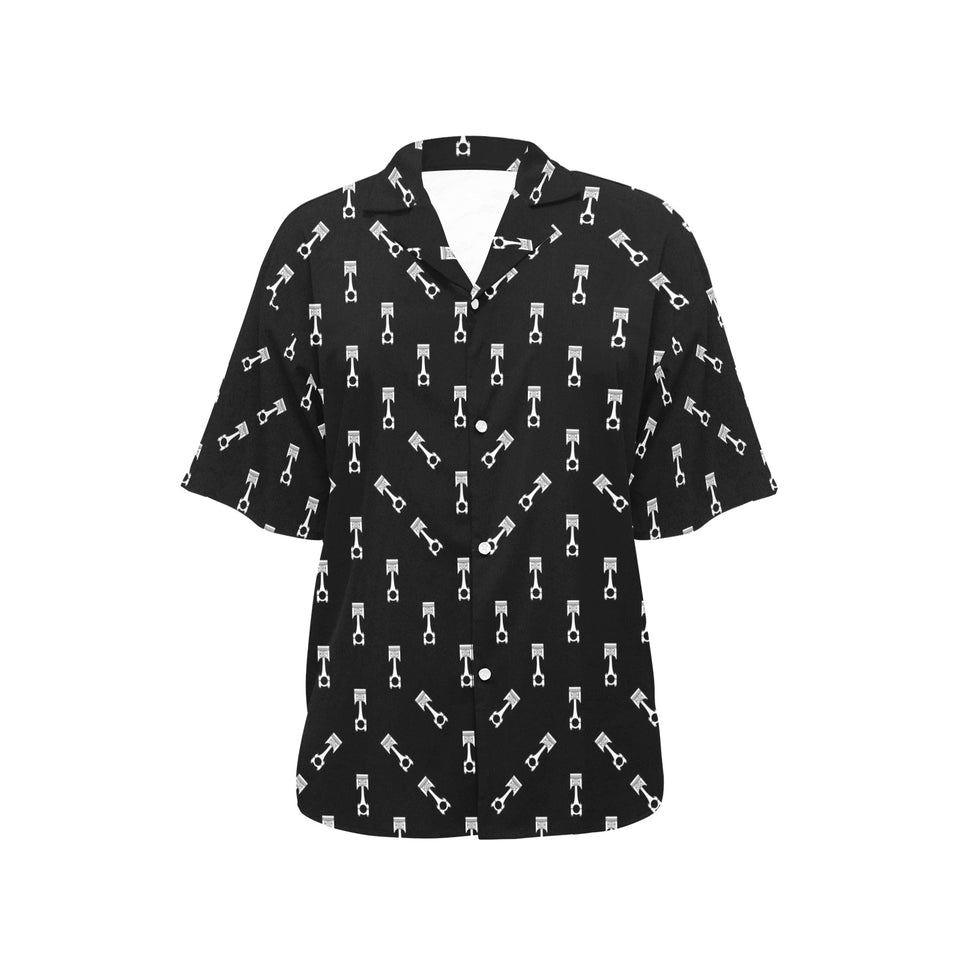 Engine Piston Black Theme Pattern Print Design 03 Women's All Over Print Hawaiian Shirt