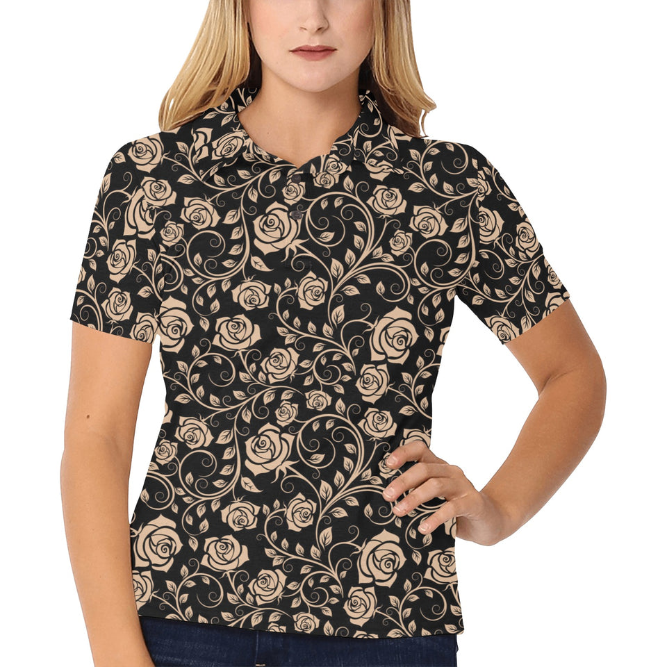 Rose Pattern Print Design 04 Women's All Over Print Polo Shirt
