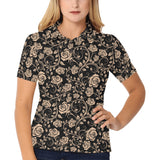 Rose Pattern Print Design 04 Women's All Over Print Polo Shirt