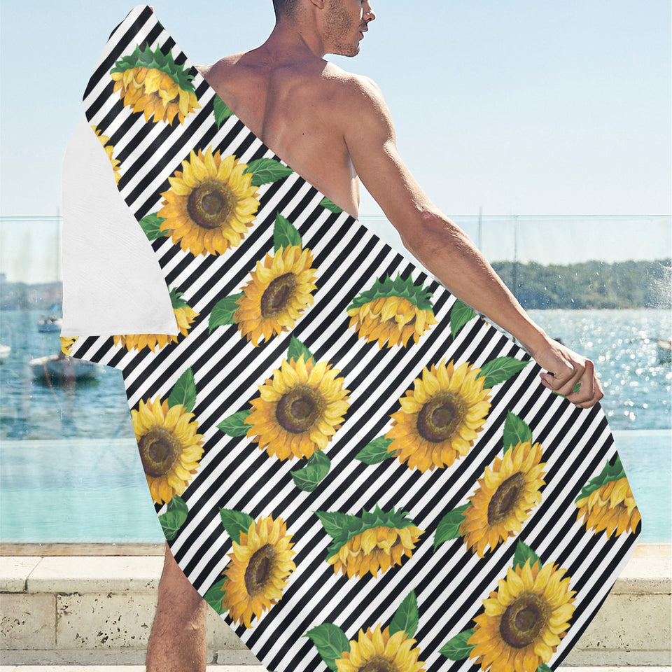 sunflowers ribbon background Beach Towel