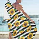 sunflowers ribbon background Beach Towel
