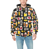 Beer type pattern Men's Padded Hooded Jacket