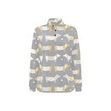 Cute dachshund dog pattern Women's Long Sleeve Polo Shirt