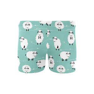 Cute sheep green background Men's Swimming Trunks