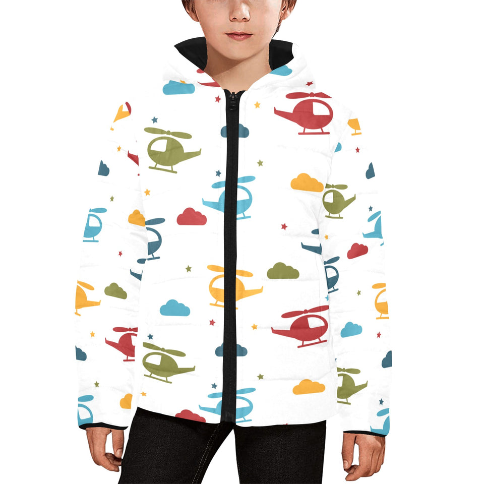 Colorful helicopter pattern Kids' Boys' Girls' Padded Hooded Jacket