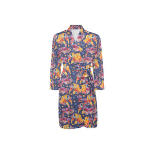 Goldfish Pattern Print Design 05 Men's Long Sleeve Belted Night Robe