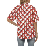 Fire flame symbol design pattern Women's All Over Print Hawaiian Shirt