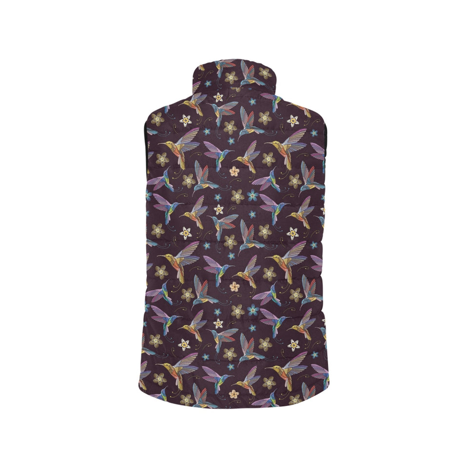 Hummingbird Pattern Print Design 04 Women's Padded Vest