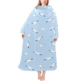 Seagull Pattern Print Design 02 Blanket Robe with Sleeves