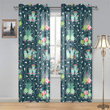 Cactus glass terrarium pattern Gauze Curtain
