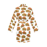 Sandwich Pattern Print Design 02 Women's Long Sleeve Belted Night Robe