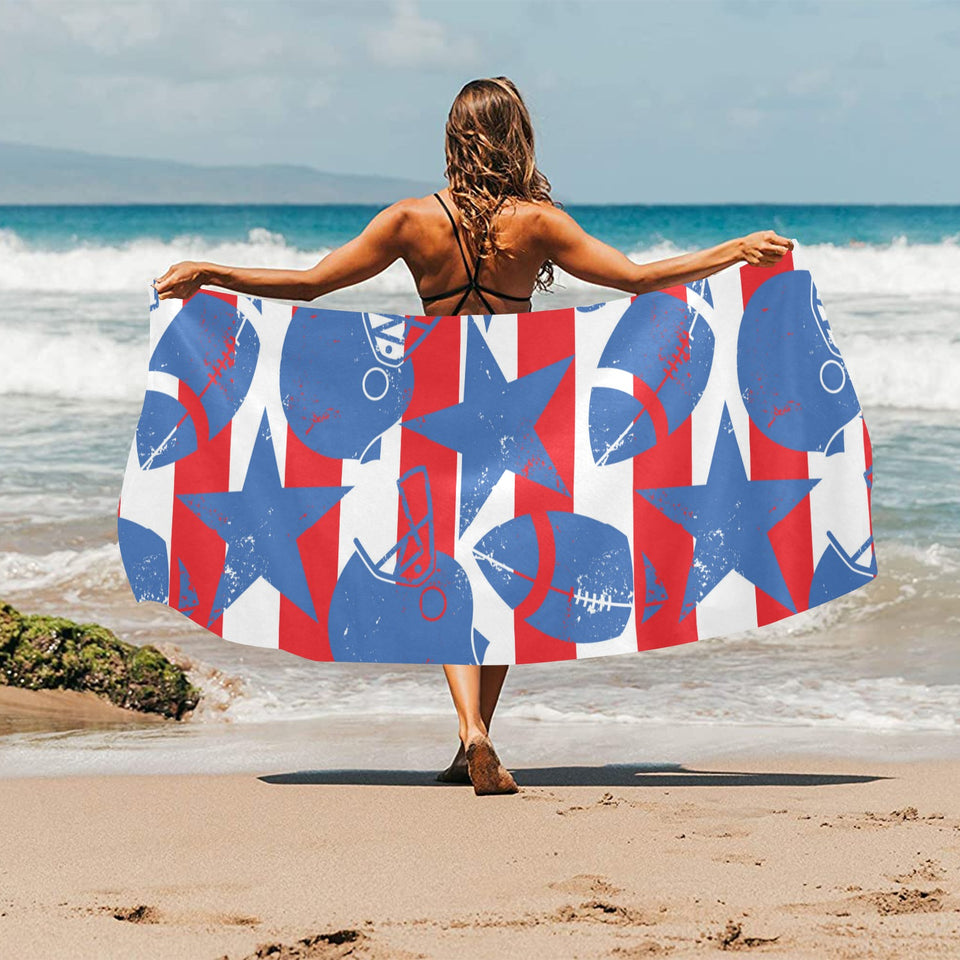 American football ball star stripes pattern Beach Towel