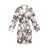 Garlic bulb dark background Women's Long Sleeve Belted Night Robe