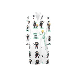 Cute ninja katana sword pattern Men's Long Sleeve Belted Night Robe