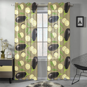 Eggplant Pattern Print Design 02 Gauze Curtain