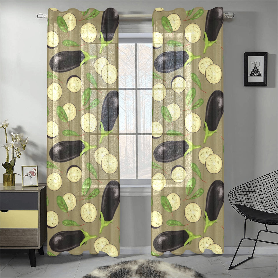 Eggplant Pattern Print Design 02 Gauze Curtain
