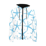 Watercolor starfish pattern Men's Padded Hooded Jacket