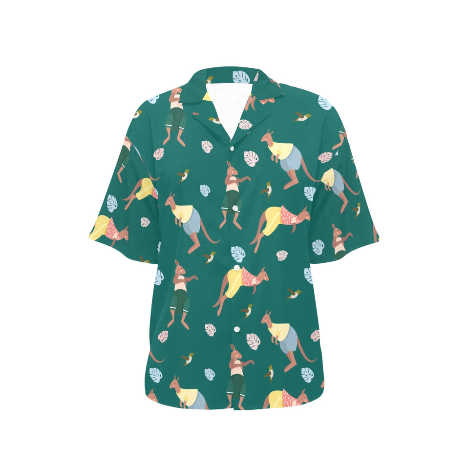 Kangaroo leaves pattern Women's All Over Print Hawaiian Shirt