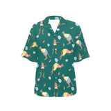 Kangaroo leaves pattern Women's All Over Print Hawaiian Shirt