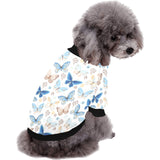 blue butterfly pattern All Over Print Pet Dog Round Neck Fuzzy Shirt