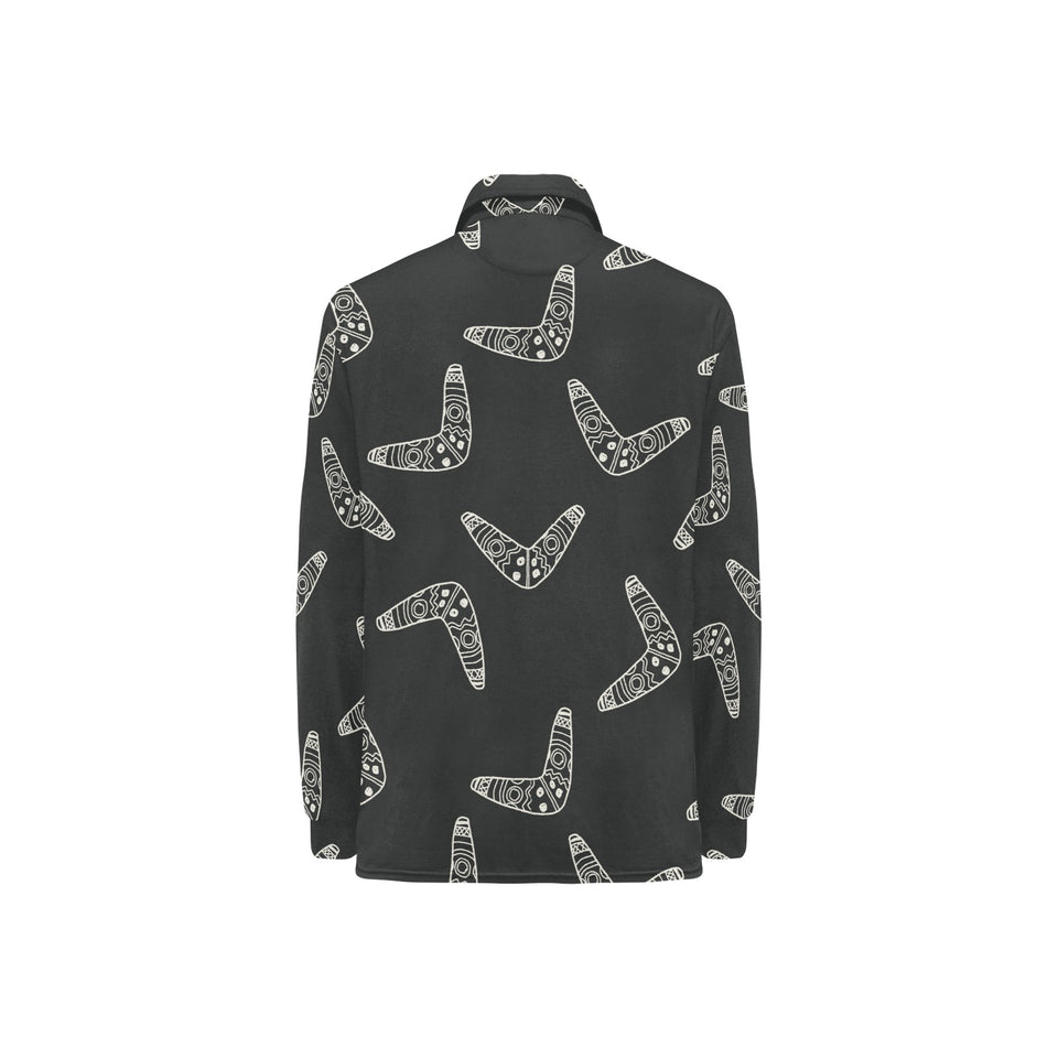 Hand drawn boomerang Australian aboriginal ornamen Women's Long Sleeve Polo Shirt