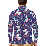 Colorful butterfly flower pattern.eps Men's Long Sleeve Polo Shirt