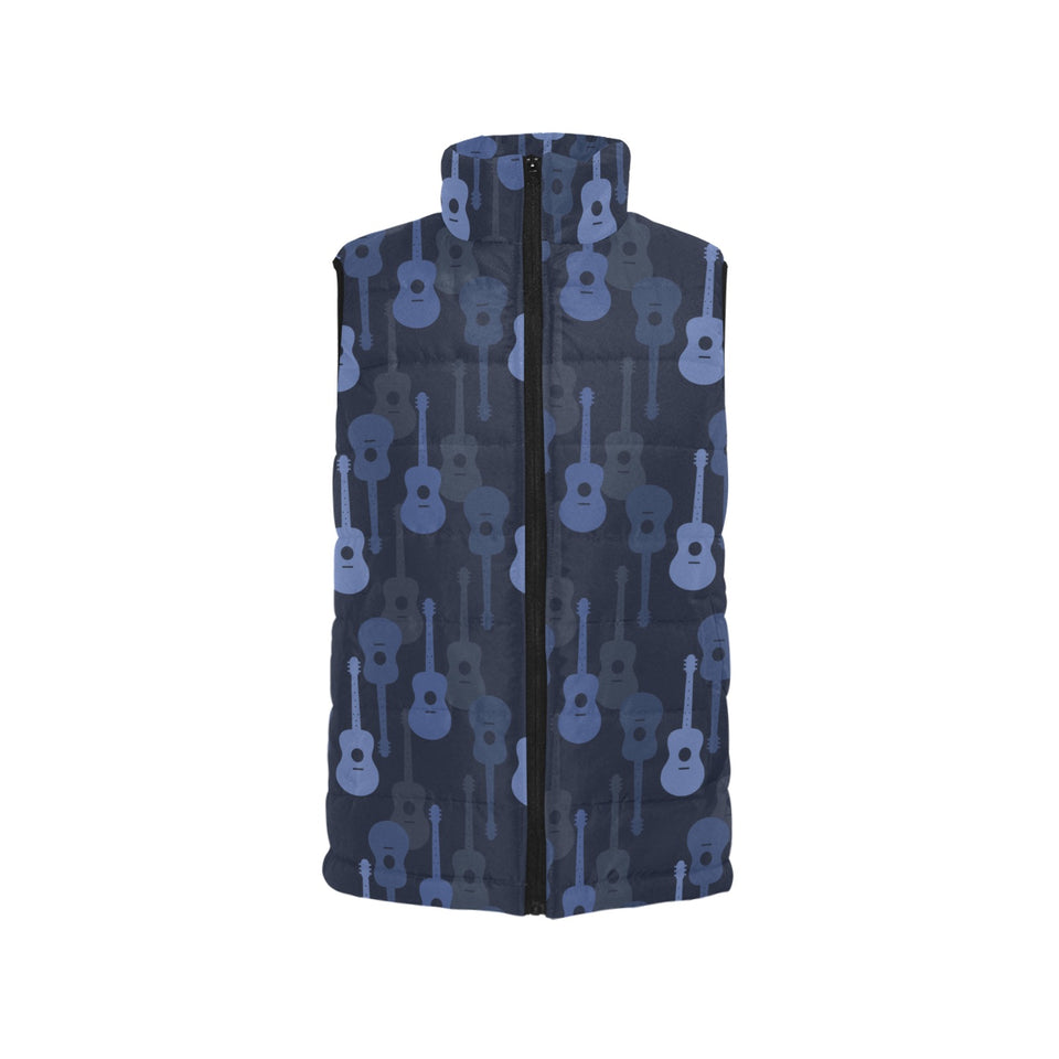 Blue Theme guitar pattern Women's Padded Vest